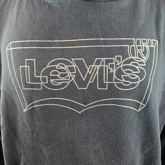 Levi's Sweatshirt Women 3XL Black Hoodie Pullover Drawstring Casual Logo Batwing - Picture 3 of 10